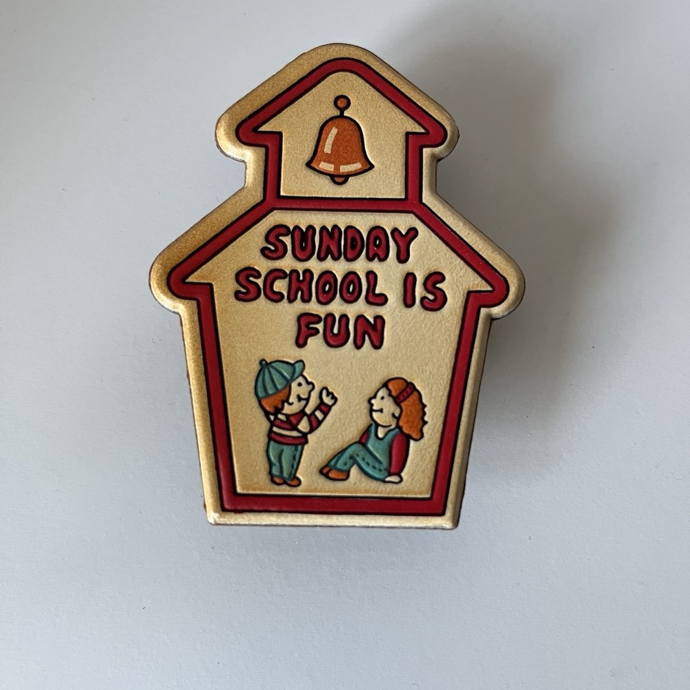 Vintage 80's Sunday School Is Fun Refrigerator Magnet Red House Of Lloyd